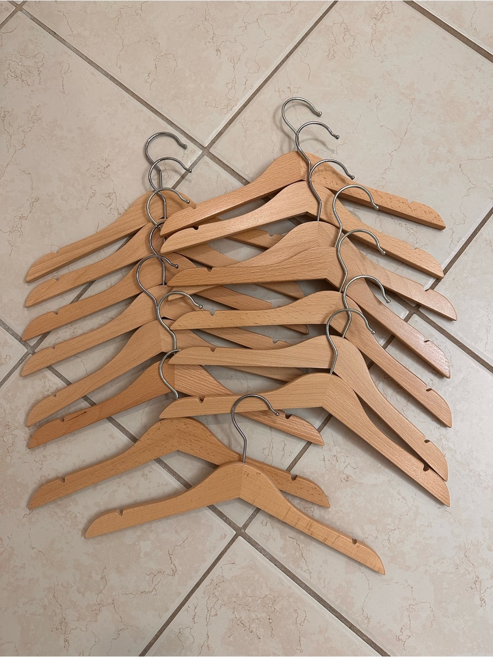Set of 15 Wooden Kids Hangers - Natural Wood Finish